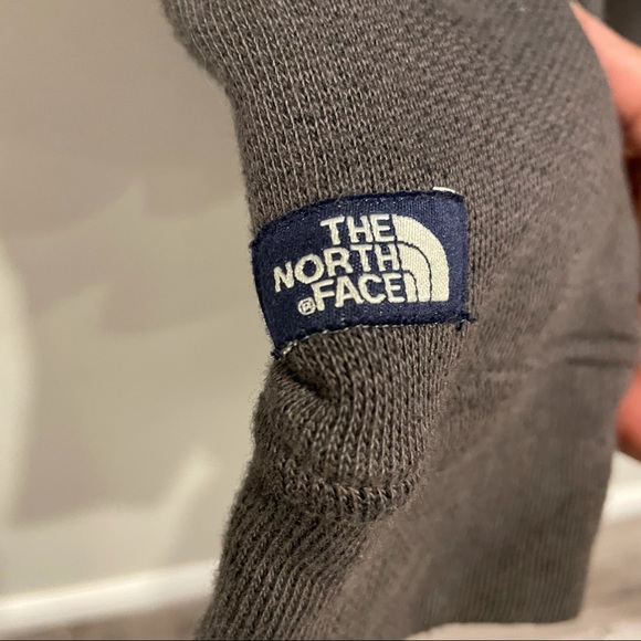 North Face mens heavyweight collared sweatshirt waffle fabric lined  Sz L Gray - Picture 9 of 13